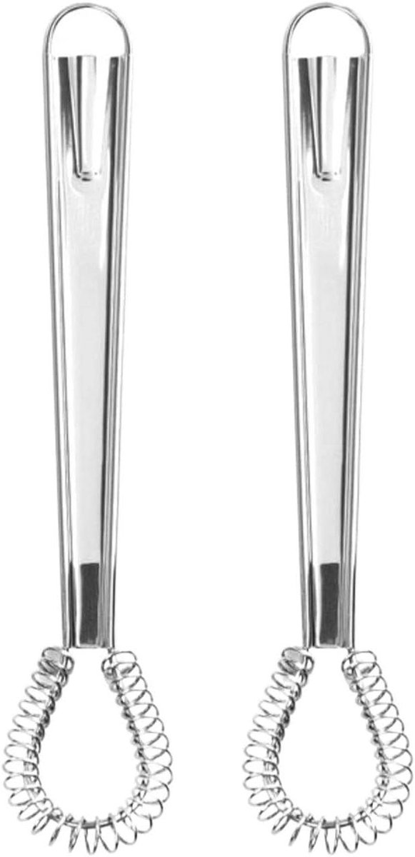 Handgarde 2 Stuks - Klopper Mixer - Eieren Slagroom Maken - Ergonomische Handgreep - 25 cm - Zilverkleurig