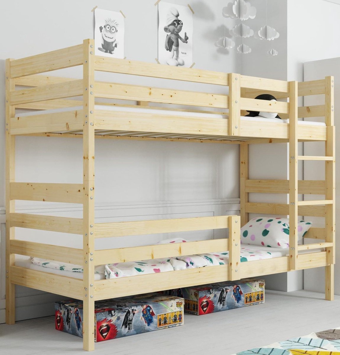 Stapelbed - Kinderbed Hoogslaper - Ruimte Besparen - Splitsbaar Ontwerp - 200x90 cm - Natuurlijk hout