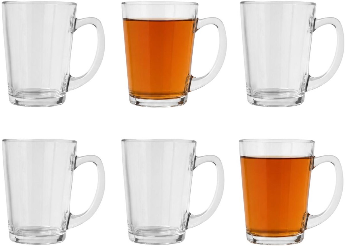 Seasons Thee glazen / bekers met oor - 6x stuks - glas - 310 ml - servies - 11 x 8 cm