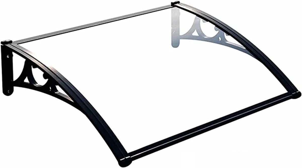 Door Luifel - Regenbescherming Buiten - Weer Buiten Houden - Transparant Polycarbonaat - 60x100cm - Zwart Frame
