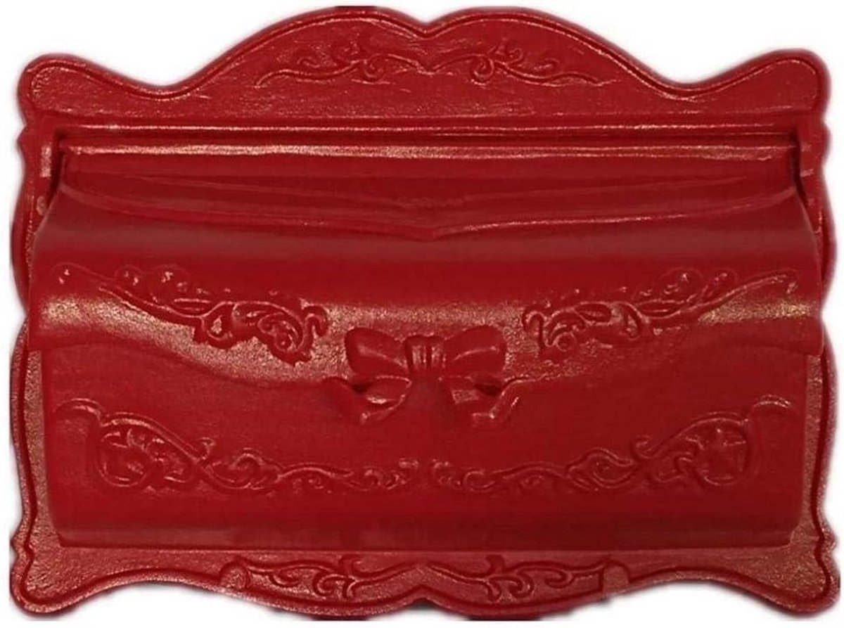 Vintage antieke brievenbus wandgemonteerde gietijzeren brievenbus gegoten aluminium brievenbus voor appartement of huis, 42x32cm, rood