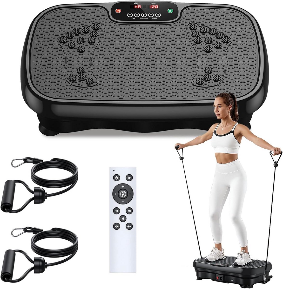 Trilplaat - Vibratieplatform - Thuis Fitness - 120 Niveaus 5 Modi - 8.1 kg - Zwart
