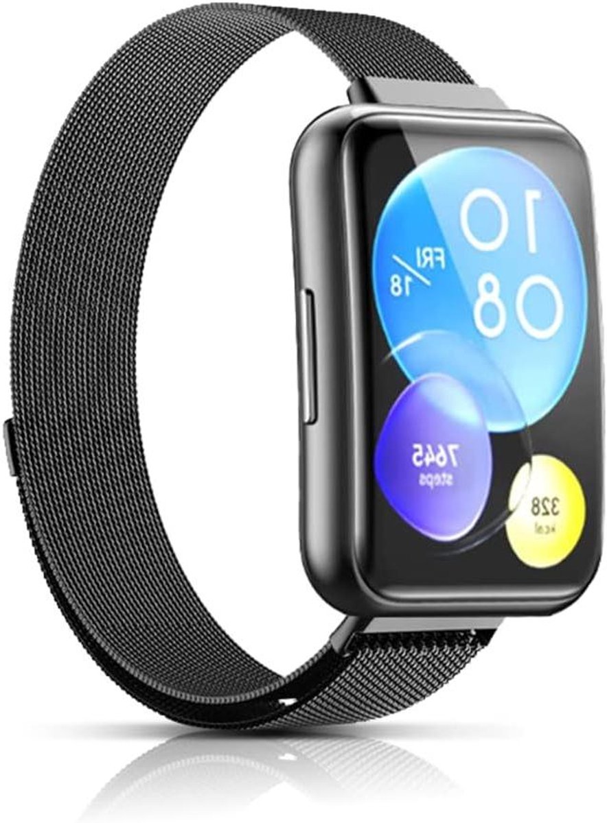Horlogeband - Metalen band - Smartwatch Opluisteren - Magnetische sluiting - Verstelbaar - Donkerzwart