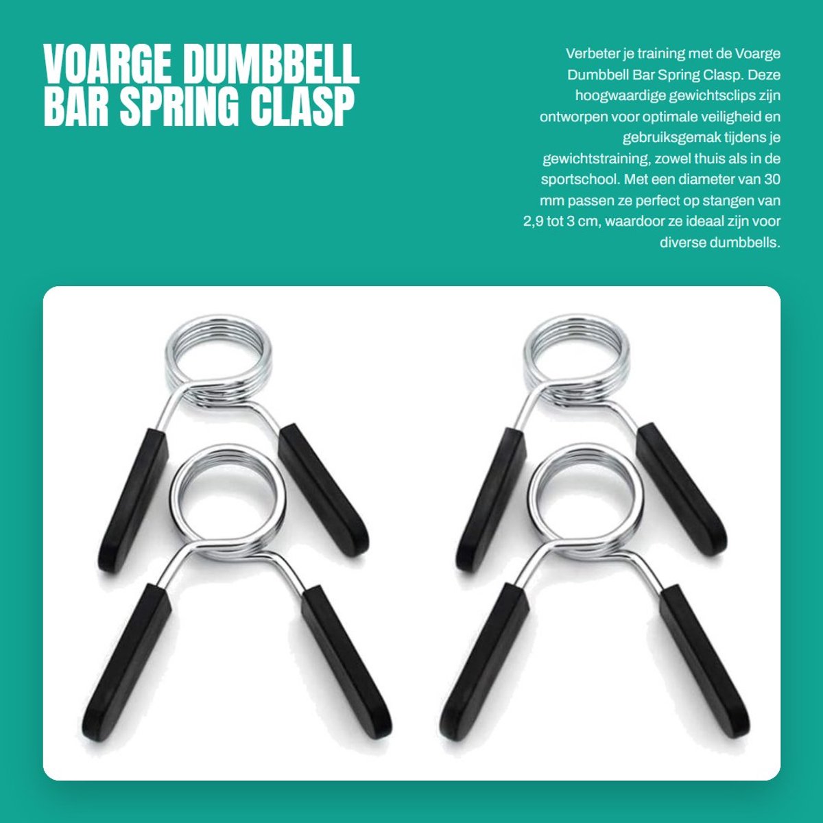 Dailygoods- Dumbbell Bar - 4 Stuks - Verstelbare Sluiting - Roestvrij Staal - 30mm - Antislip Handgreep - Duurzaam Ontwerp - Gewichtheffer