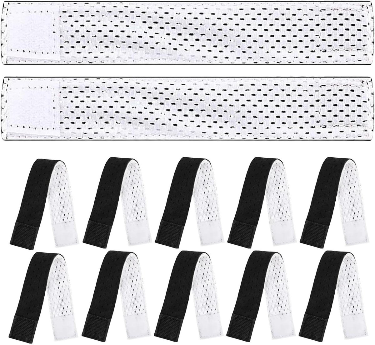 Mouwhouders Sport - Bandjes voor mouwen - Sportprestaties Verbeteren - Blijven Altijd Zitten - 12 Stuks - Zwart Wit