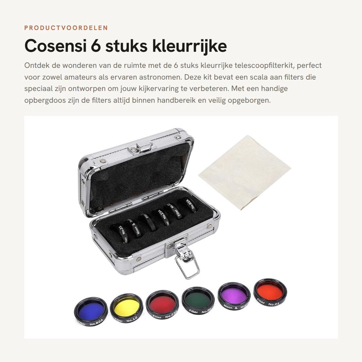 Dailygoods- Telescoopfilterkit 6 stuks - Kleurfilter/maannevelfilter - Astronomische telescoopaccessoires - Opbergdoos - Contrasterende filters - Verbeterde observatiekwaliteit