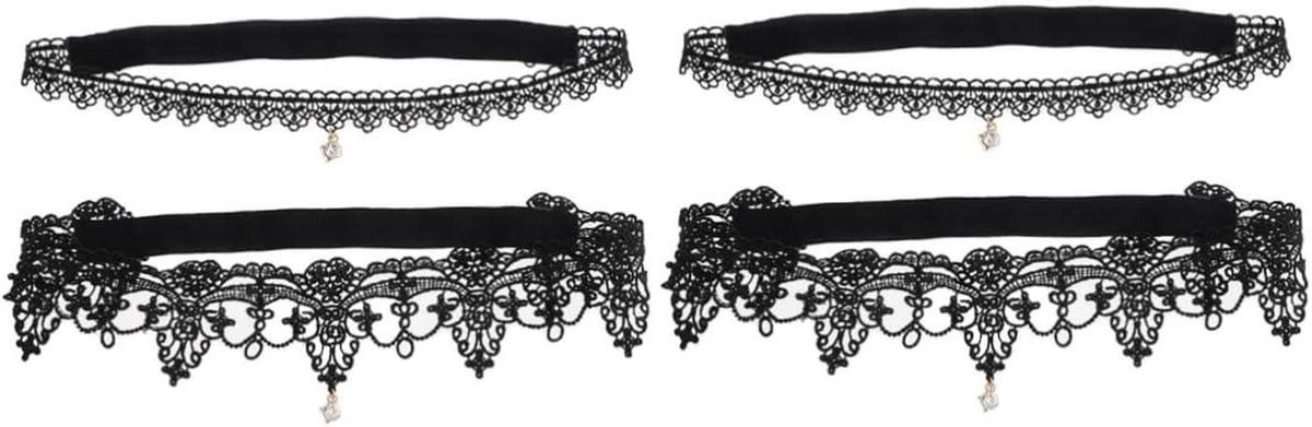 Elegante Kousenband - Bruids Dijring - Bruiloft Accessoire - Waterdruppel Ornament - Verstelbaar - Zwart