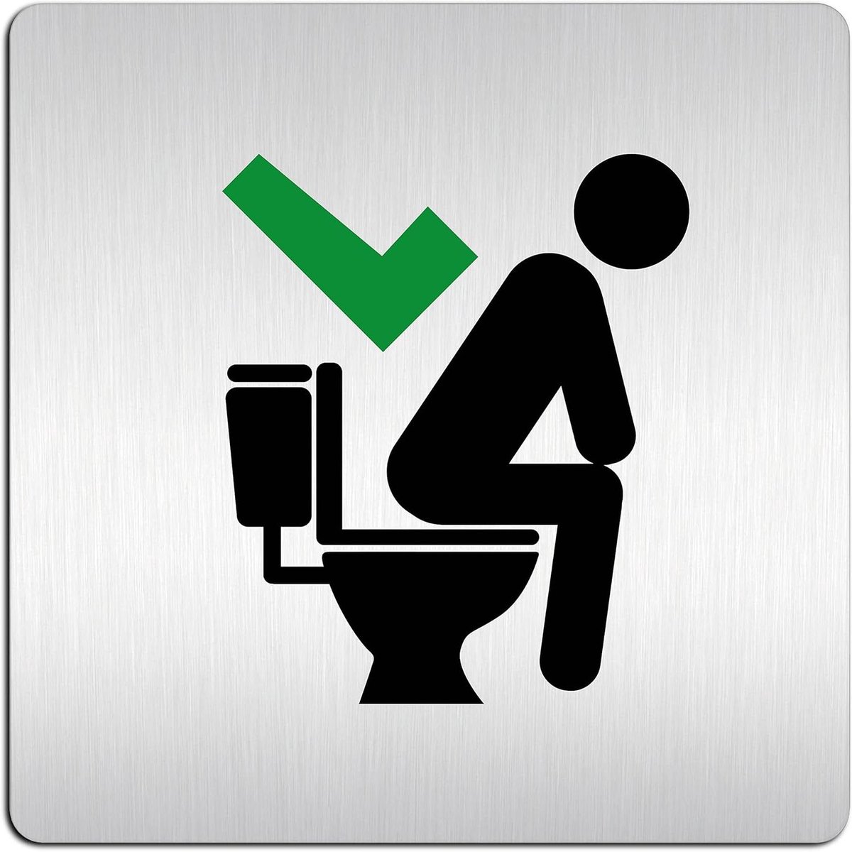 Toilette Naambord - WC Aanduiding - Duidelijke Bewegwijzering - Drielaags Effect - 125 x 125 mm - Zilverkleurig