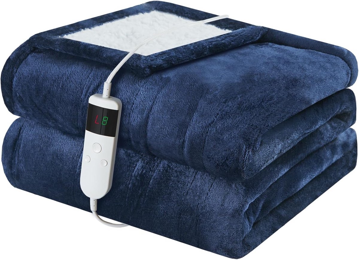 Elektrische Deken - Verwarmde deken - Gezellig warm blijven - 10 warmtestanden - 150 x 180 cm - Grijs
