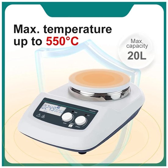 Magneetroerder - Verwarmende mixer - Laboratorium mengen - Digitaal display - 20 liter - Wit — afbeelding 4