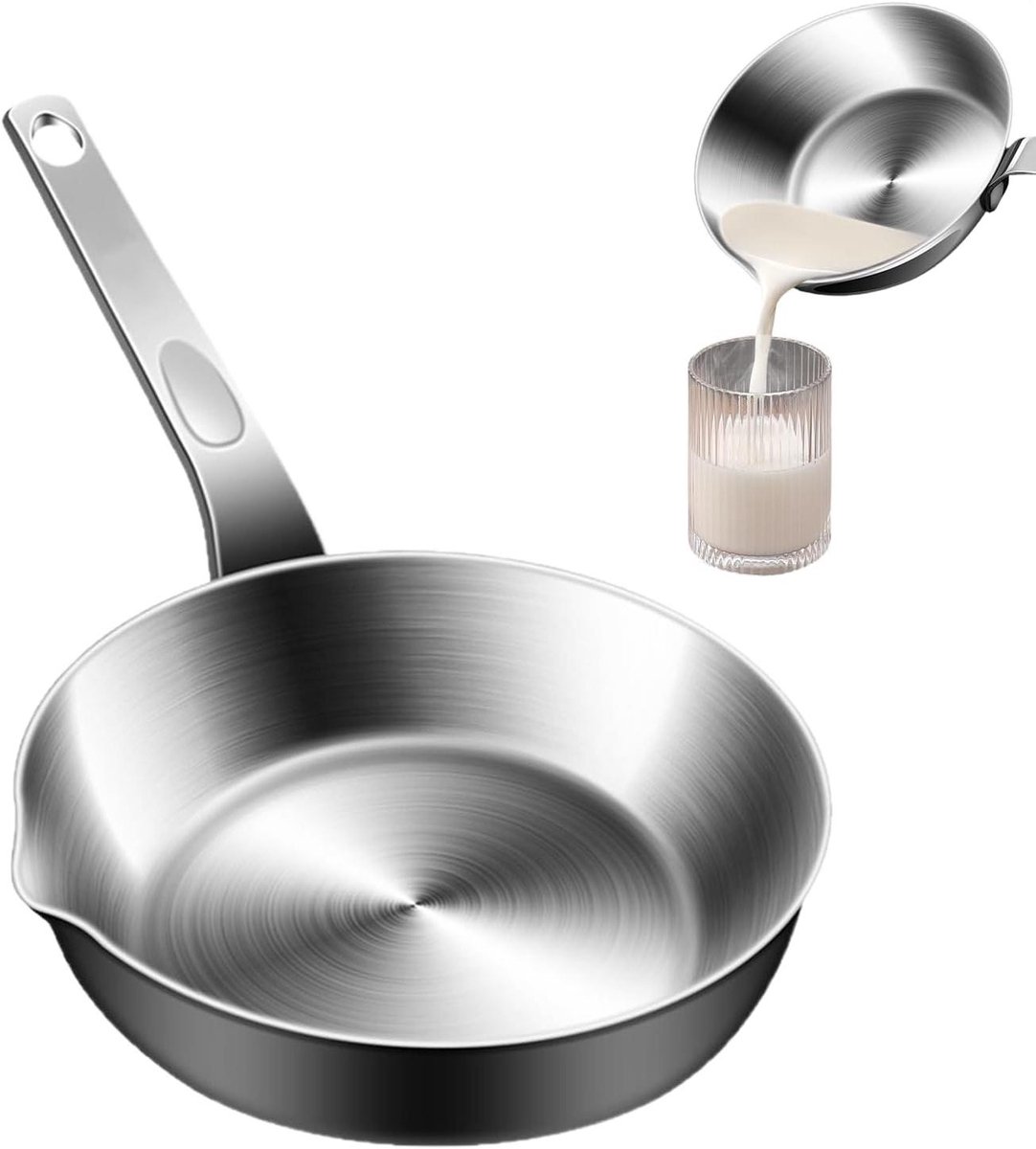 Kleine eierpan Omelet pan Ontbijt koken Gelijkmatige warmte Compact formaat Zilverkleurig