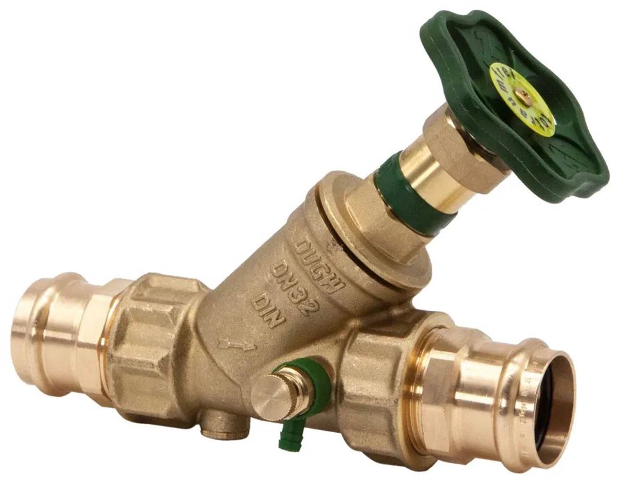 Schlösser Armaturen JS KFR-ventiel met persaansluiting (binnendraad), met aftapping, met niet-stijgende spindel, DN32, persdiameter 35mm, DVGW gekeurd, 0016383500001