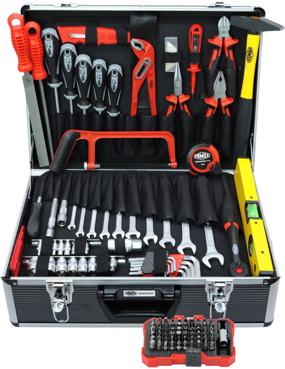 FAMEX 745-47 gereedschapskoffer gevuld met gereedschapsset 164-delig - Handgereedschap - Toolbox