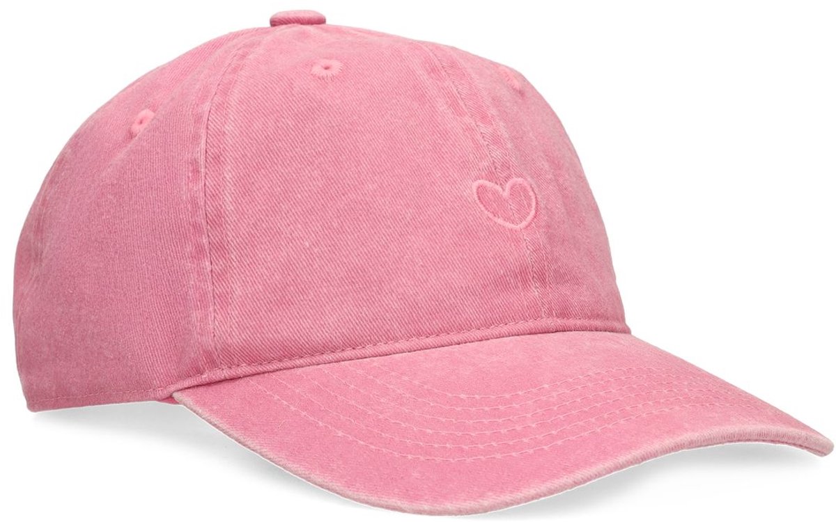 Manfield - Dames - Washed roze pet met hartje - Maat 1