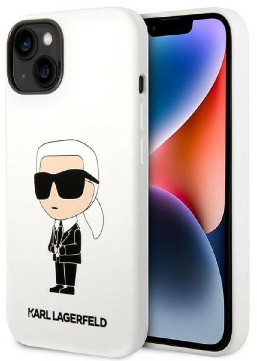 Karl - Lagerfeld - KLHCP14MSNIKBCH iPhone - 14 - Plus - 6.7 - hardcase - wit/wit - Siliconen - Ikonik