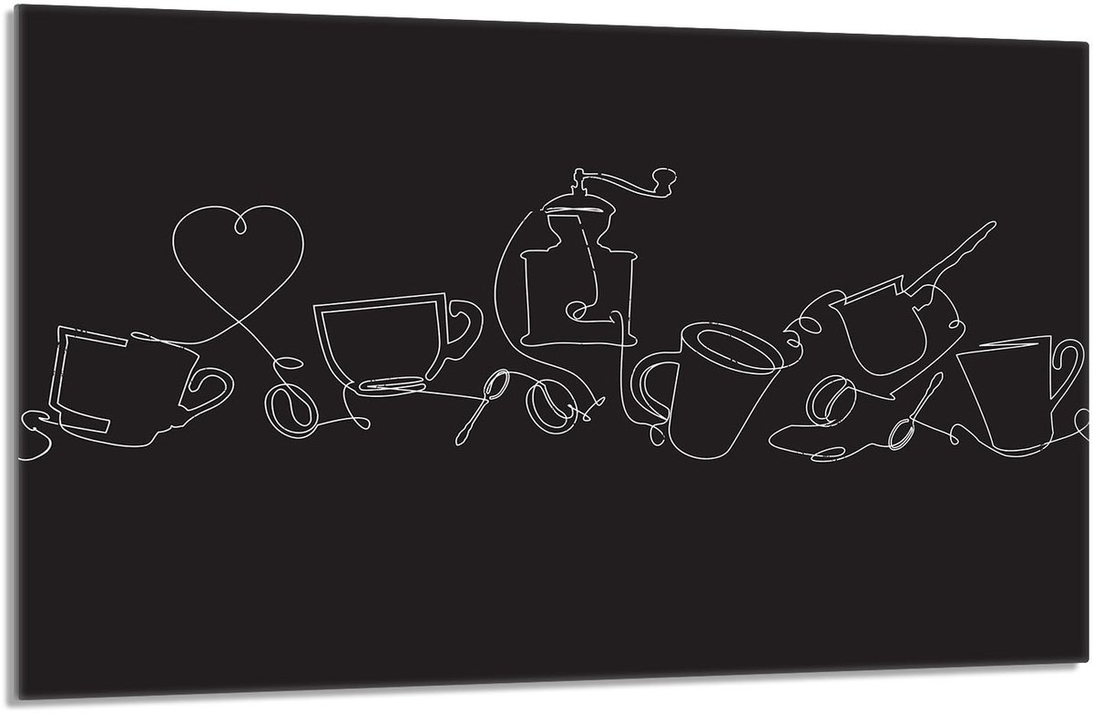 TMK ArtDeko Serie - Glazen Beschermplaat - 80x52 cm - Snijplank - Zwart