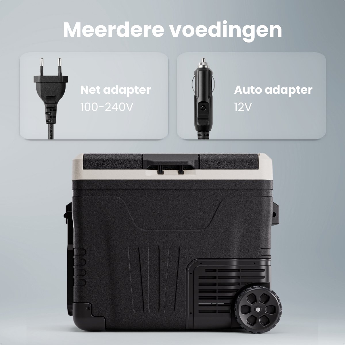 Auronic Elektrische Koelbox - Compressor - 2 Zones - 45L - 12/24V en 240V - Koelen en Vriezen - Camping Koelkast - Frigobox Auto - Met Wielen en Hendel - Zwart — afbeelding 5