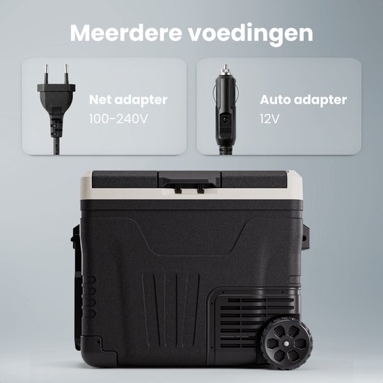 Auronic Compressor Koelbox Elektrisch 12V en 240 volt - Dual Zone - 45L - Met Wielen en Hendel - Zwart van Merkloos — afbeelding 5