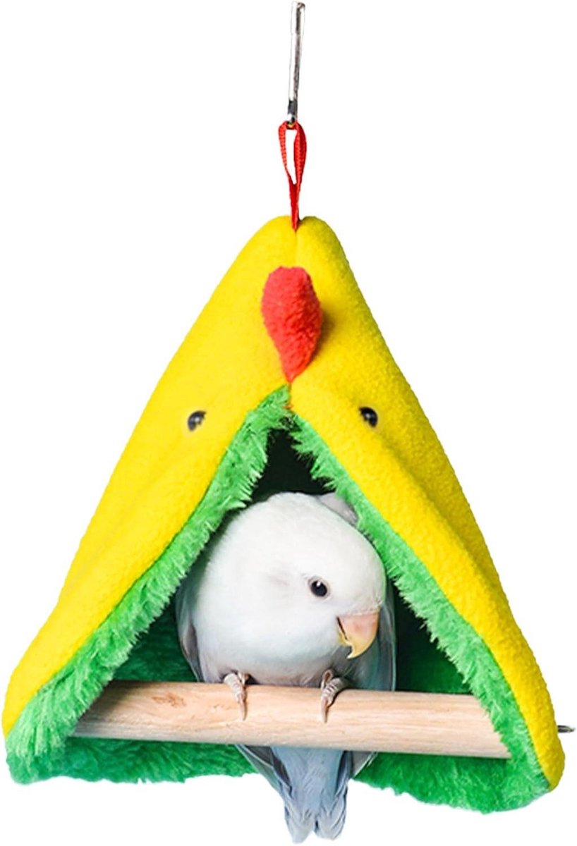 Vogelhangmat Tent - Vogelnest Schuilplaats - Vogels Warm Houden - Tentontwerp Voorkomt Rommel - 15 cm Hoog - Groen