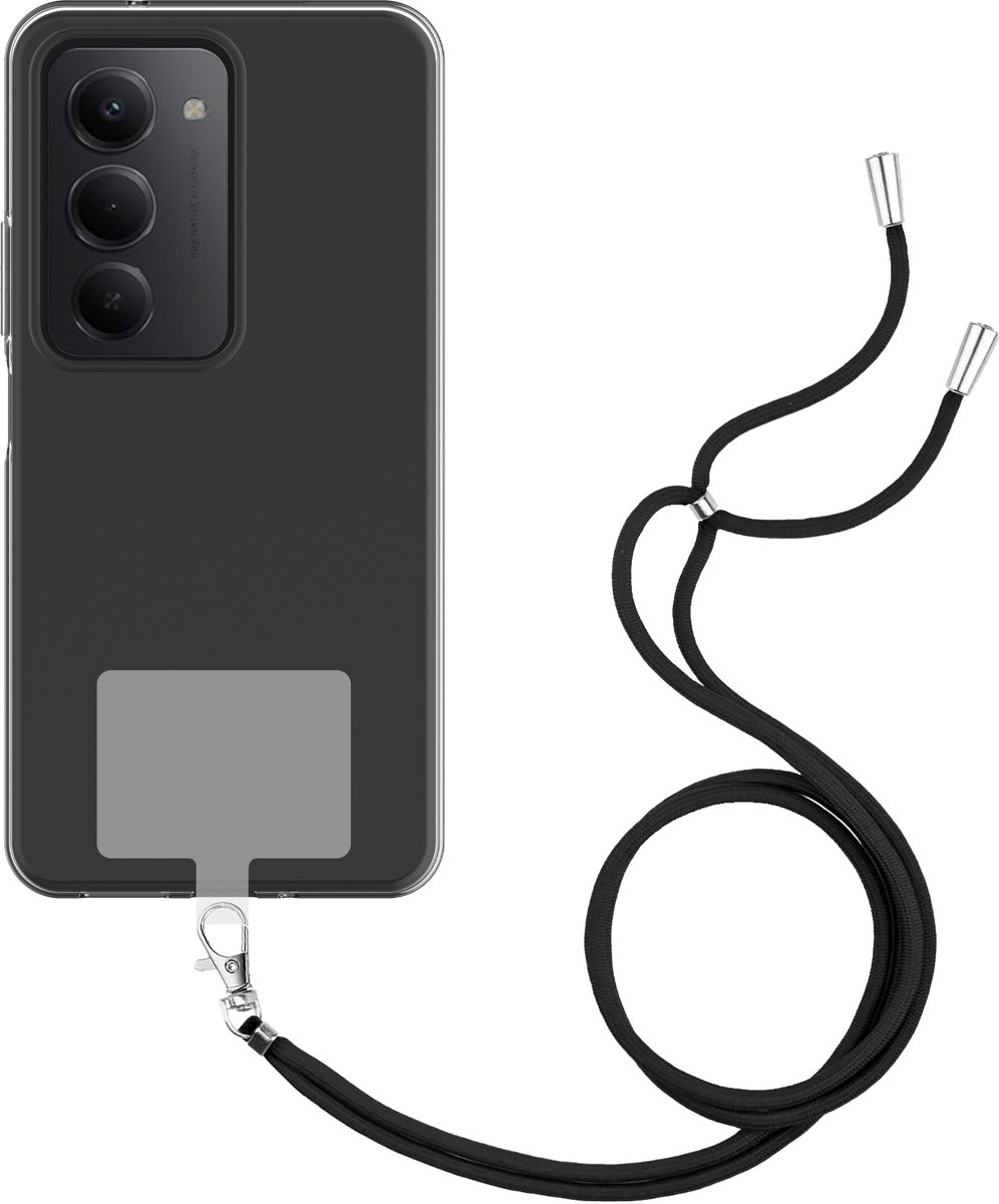 Just in Case hoesje met koord geschikt voor Xiaomi Redmi 15 (4G/5G) Hoesje met Koord - Flexibele Case - Transparant