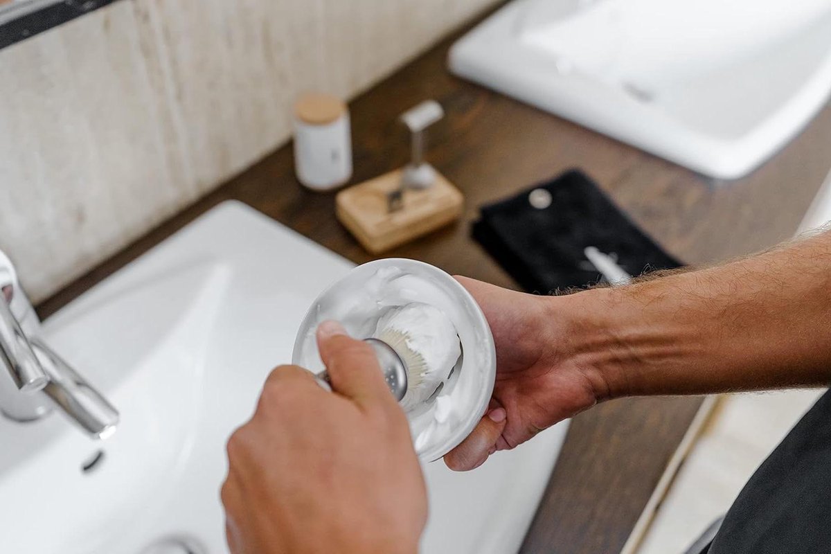 Scheerzeep Kom - Zeepbakje Lather - Rijke Lather Creëren - Ergonomisch Ontwerp - 300 ml - Donker