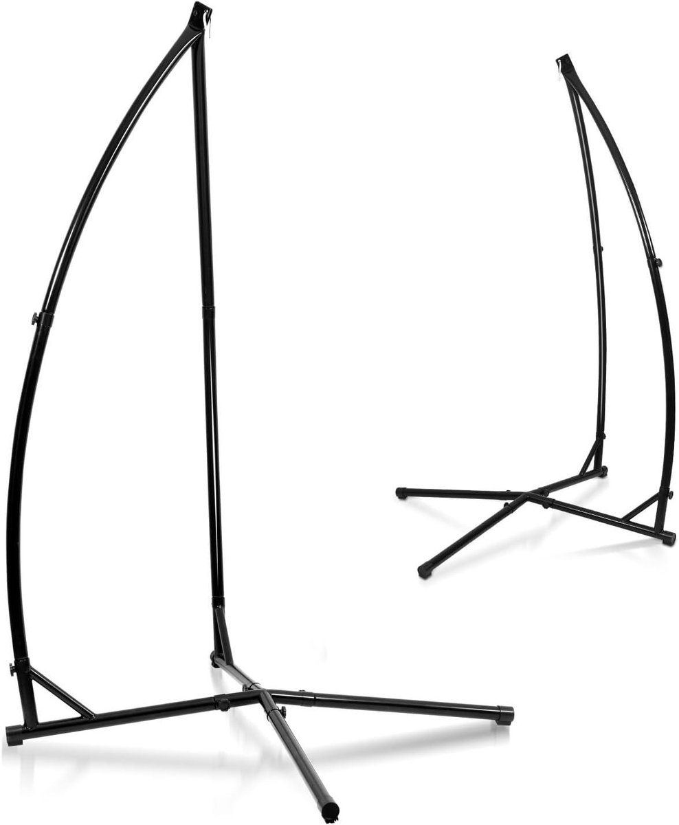Hangstoelframe Buiten - Schommelframe Standaard - Ontspannen in de tuin - Vierpuntsophanging - 215 cm - Zwart