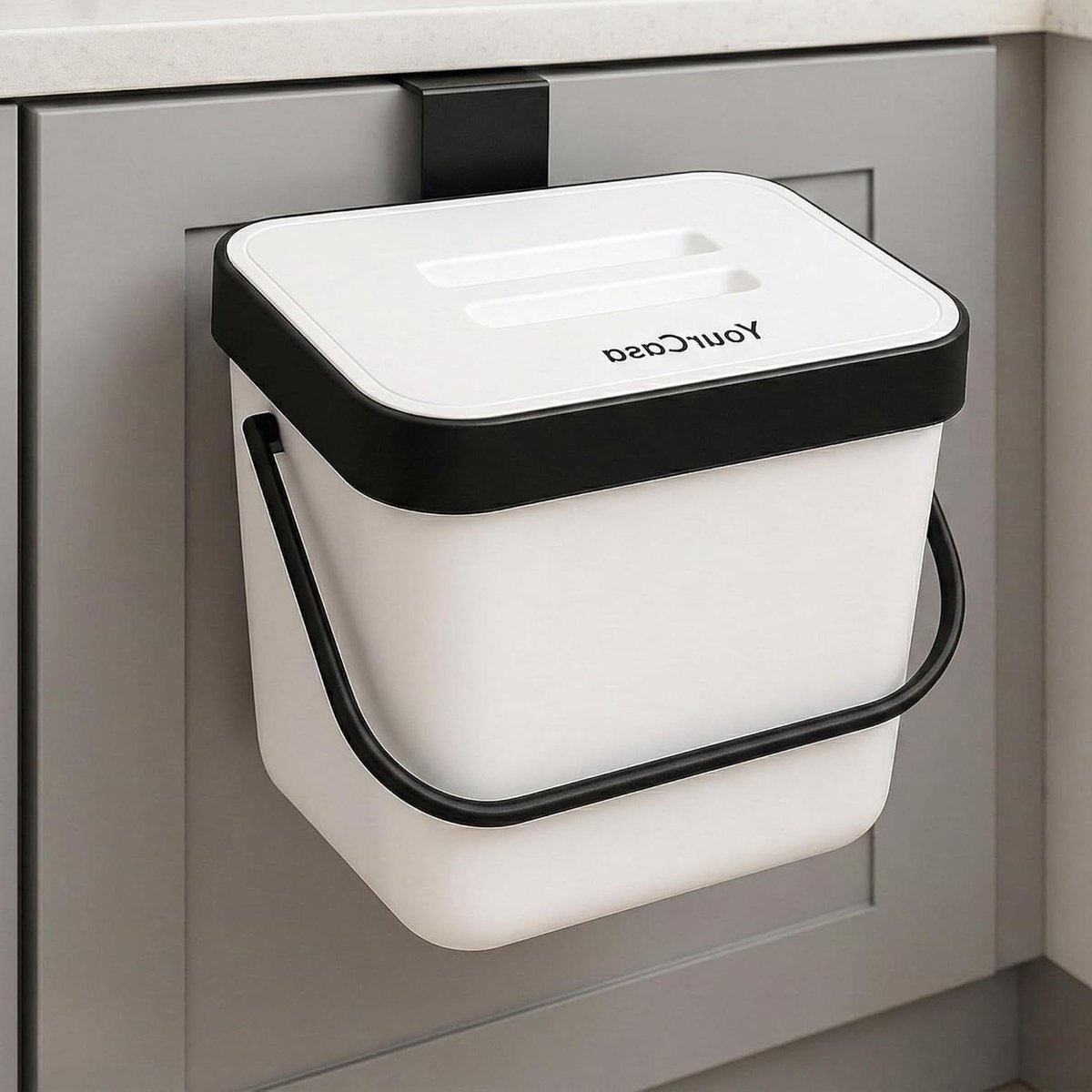 Keuken Afvalbak - Compostbak Aanrecht - Biologisch Afval Scheiden - Met Uitneembare Zeef - 7 Liter - Wit