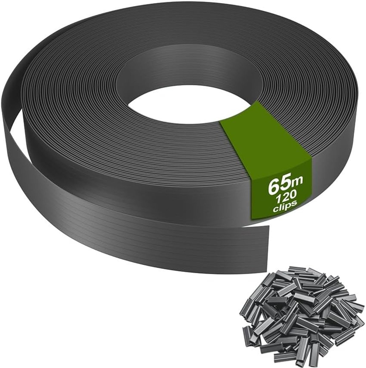 Aufun privacyrol voor dubbelstaafmat hekwerk – 65 m x 5 cm, PVC, UV-bestendig, inclusief 130 bevestigingsclips, windscherm voor tuin, balkon of terras, grijs