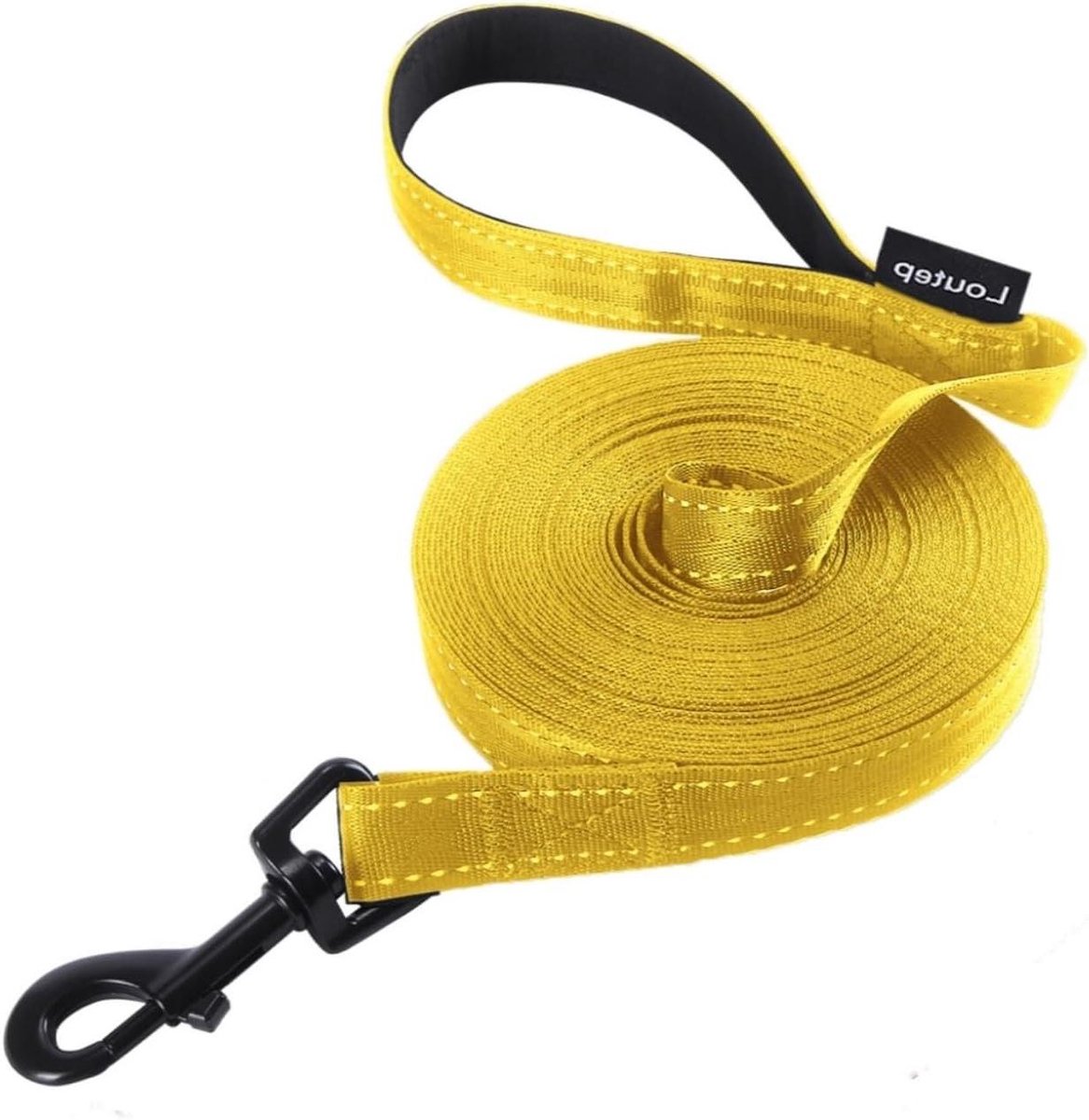 Honden Trainingsriem - Lange Lijn Hond - Hondentraining Leren - Gewatteerde Handgreep - 30m - Reflecterend Geel