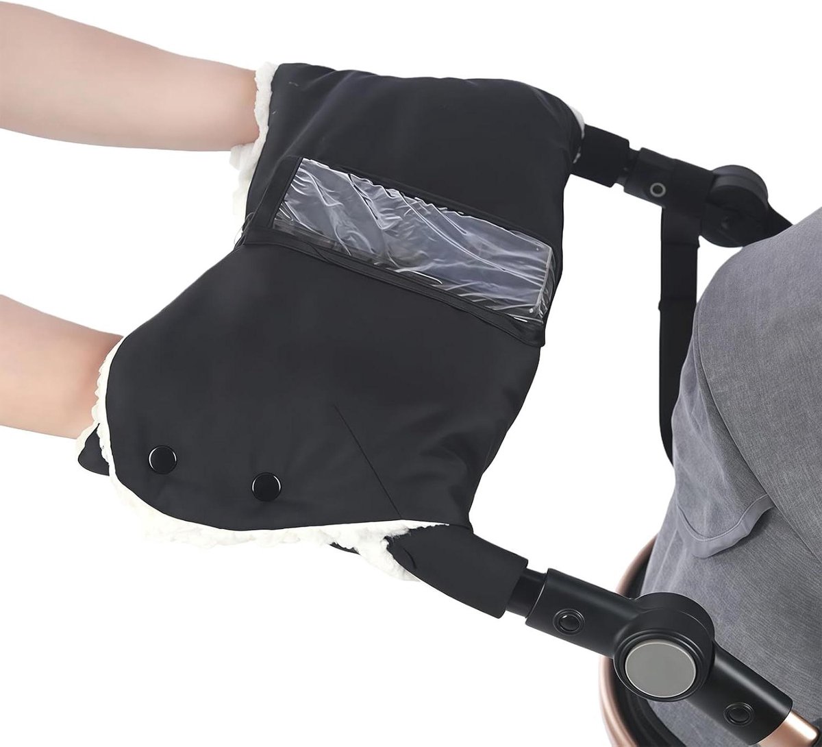 Handwarmer Handschoenen - Babyhandschoenen Kinderwagen - Baby Warm Houden - Eendelig Ontwerp - 30 x 23 cm - Zwart