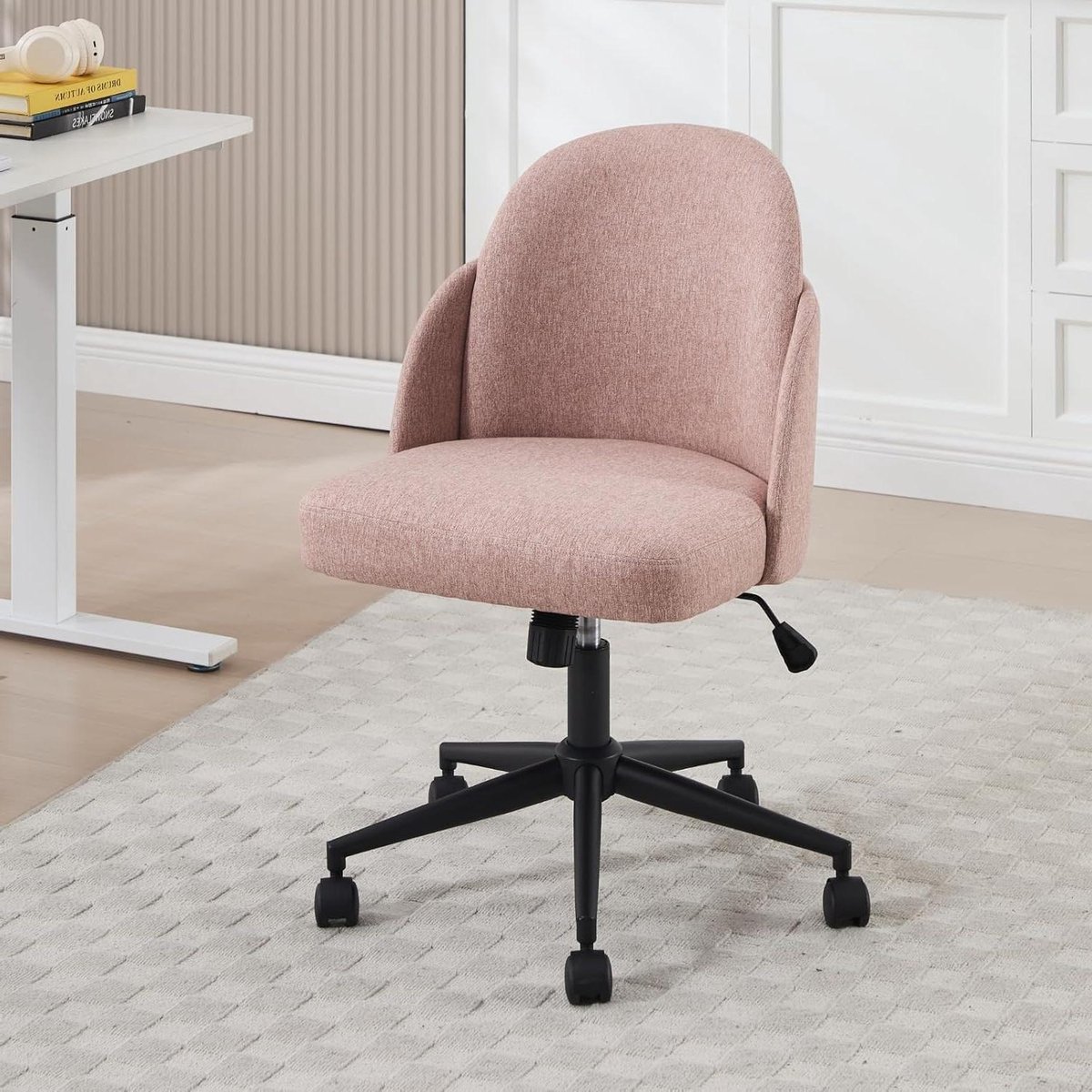 Bureau Stoel - Draaistoel Computerstoel - Thuiswerken - Dubbele Laag Rugleuning - 44.5-54 cm Verstelbaar - Roze