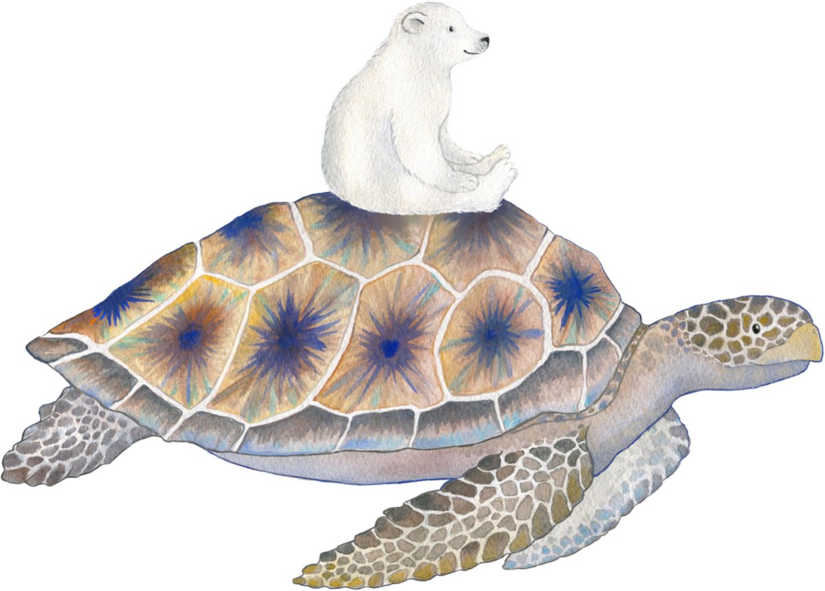 Muursticker Schildpad en Ijsbeertje 10x45 cm | Voor Baby- & Kinderkamer | Geproduceerd in NL | Eigen Ontwerp | Hartendief Design | Muursticker | Sticker voor muur | Decoratiesticker | Herbruikbaar | Geprint op herplaatsbare stickerfolie