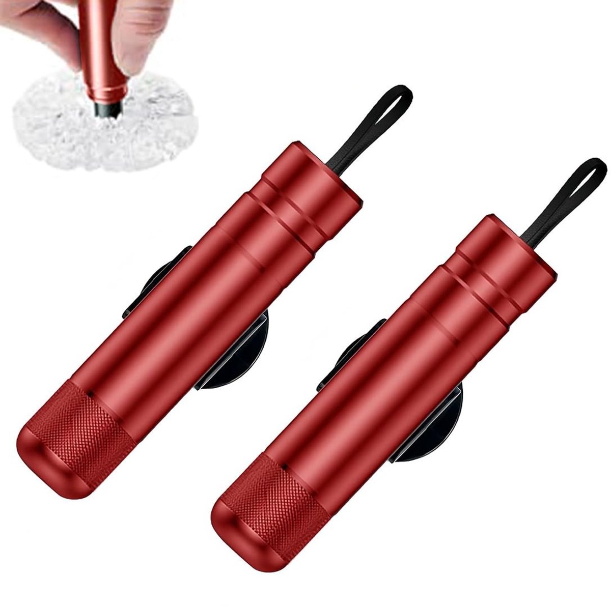 Allecto - Auto Veiligheids Hammer - Riemsnijder - Rood - Veiligheidsaccessoire - Essentieel voor noodgevallen - Handig en compact - Geschikt voor a...