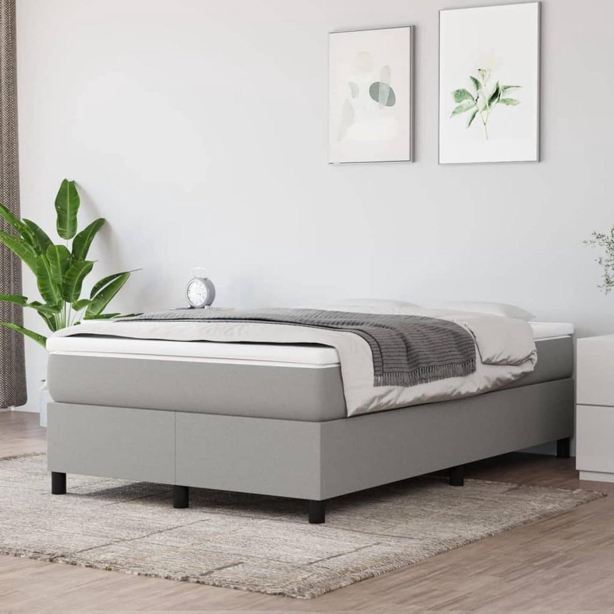 Bedframe - Tweepersoonsbed Frame - Goede Nachtrust - Multiplex Lattenbodem - 120x200 cm - Lichtgrijs