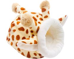 Kleine Dieren Mand - Knuffelhol Bed - Knaagdier Comfort - Zachte Fleece Voering - 13 x 12 x 9 cm
