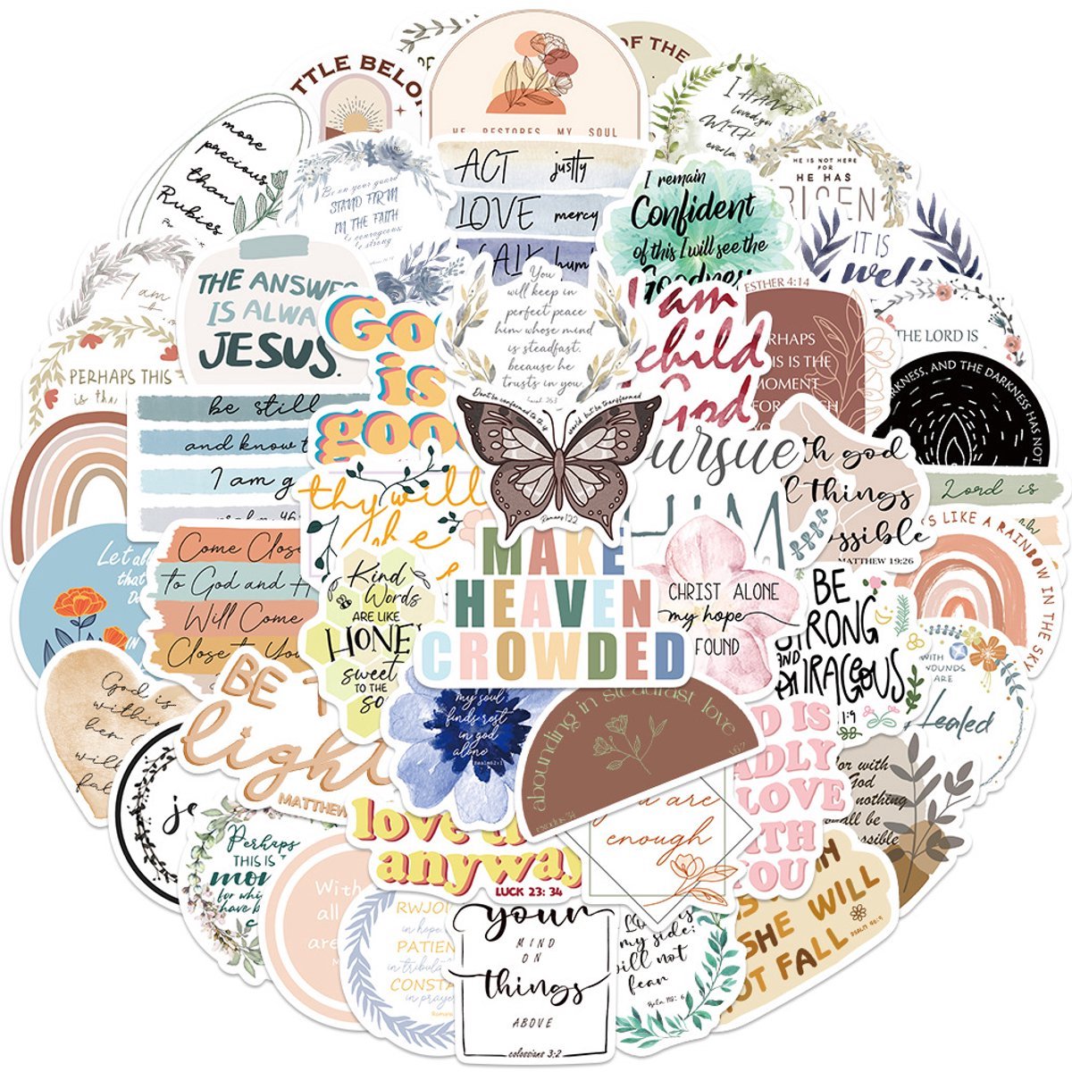 Finnacle - 50 Christelijke stickers - Jezus Bijbelvers, Religieuze en Motivational stickers voor Bijbel journaling en meer!