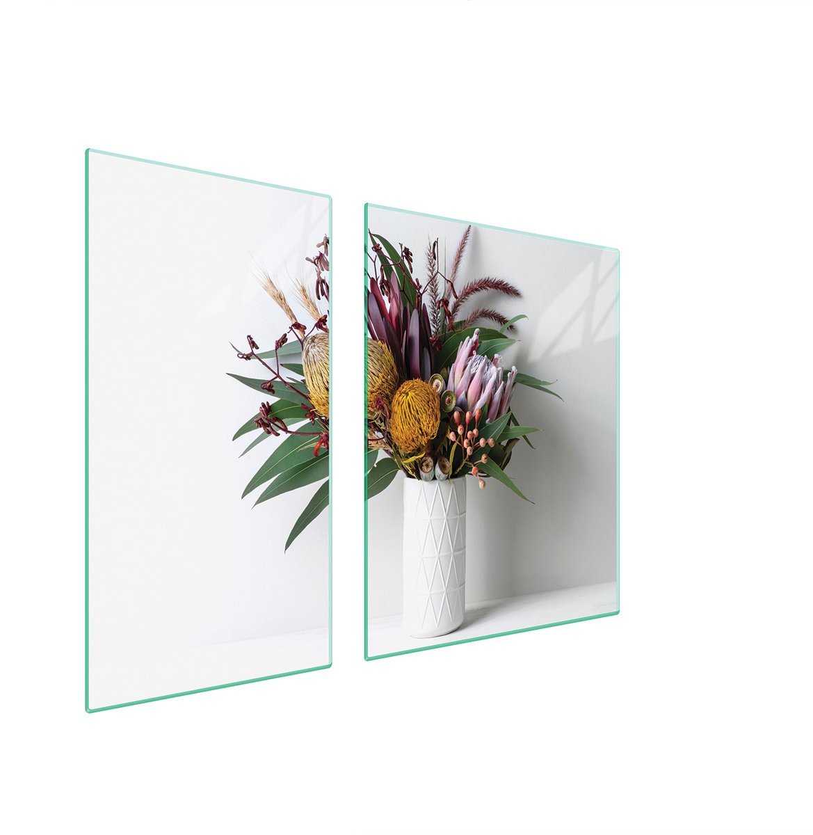 TMK ArtDeko - Snijplank - Glazen Beschermplaat - 90x52cm - Bloemenontwerp - Broodplank