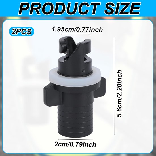 Allecto - Inflatable Kayak Pomp Adapter - Halkey Roberts Ventielen - Geschikt voor Paddleboard - Boot Accessoire - 2 Stuks — afbeelding 4