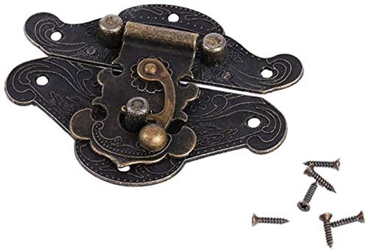 Allecto - Antieke Retro Vintage Decoratieve Klink - Houten Sieraden Doos - 82x65mm - Duurzaam en Eenvoudig te Installeren - Perfect voor Dozen en K...