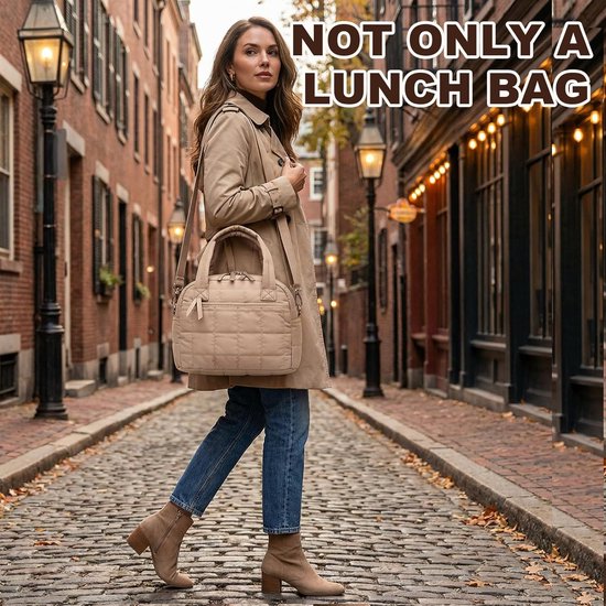 Lunchbox voor dames, gewatteerde lunchtas met verstelbare schouderband, geïsoleerde lunchtas voor werk, school, picknick en reizen. — afbeelding 3