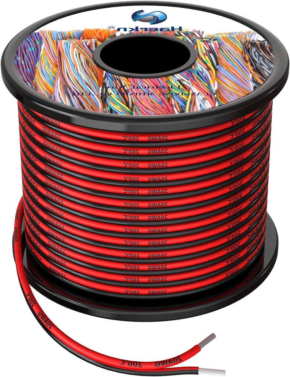 Silicone Elektrische Draad - Parallel Kabel - Elektronica Projecten - Hoge Temperatuur Bestendig - 200ft (2x100ft) - Zwart en Rood