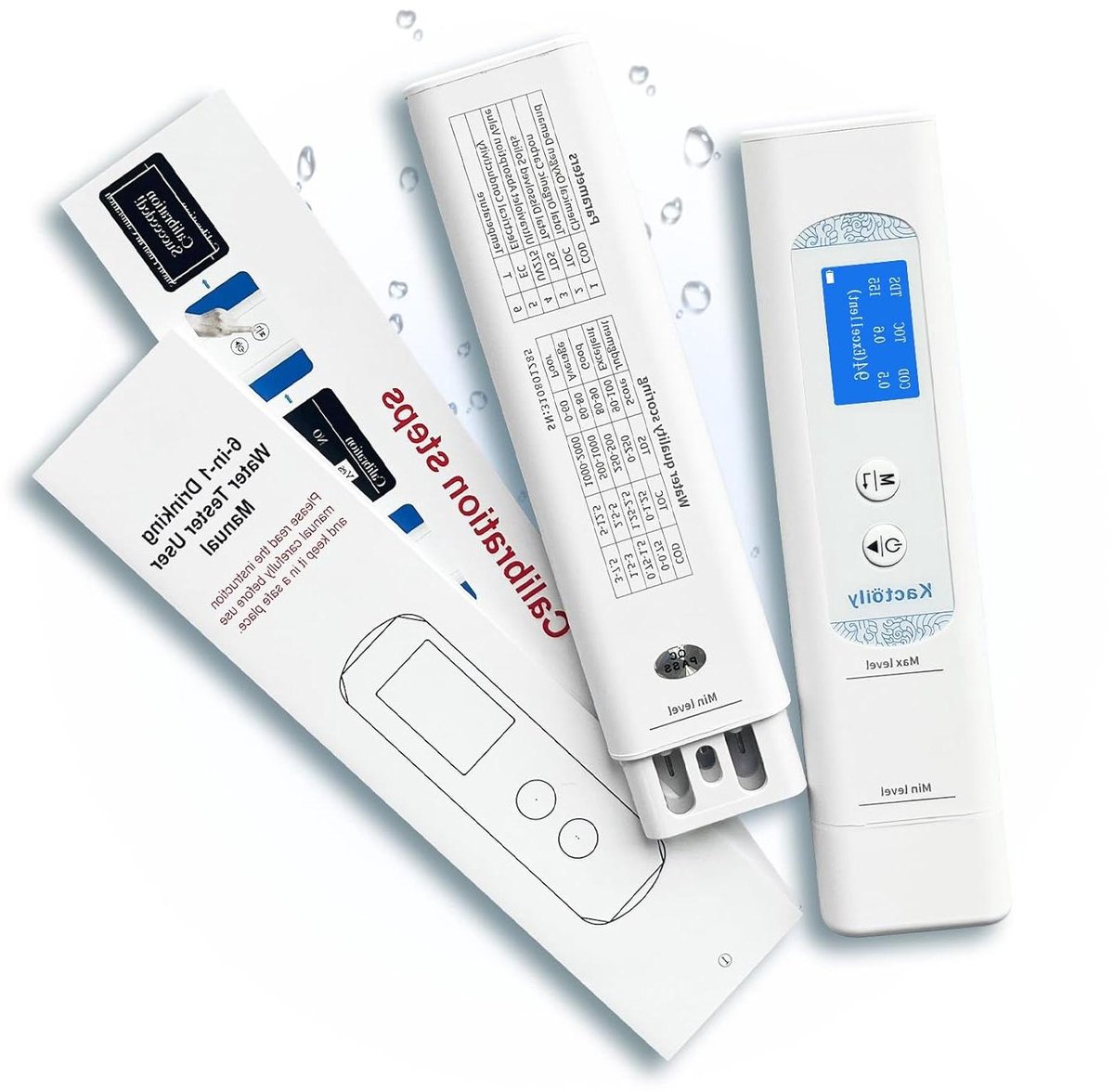 Drinkwaterkwaliteit Tester - Waterkwaliteit Meter - Buitenactiviteiten - 6-in-1 Meting - Compact Formaat - Zwart