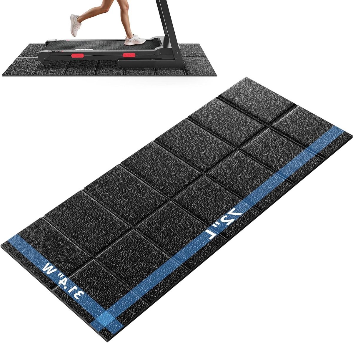 Loopbandmat - Vloerbeschermer Trainingsmat - Fitness Thuis - Dubbelzijdig Antislip - 183 x 80 cm - Zwart
