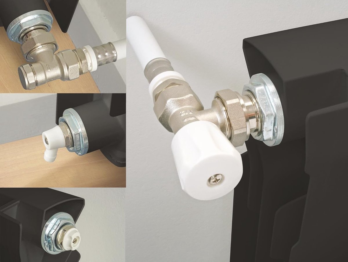 Universele Radiatorbeugel - Radiator Kit - Verwarming Installeren - Eenvoudige Installatie - 3/8 of 1/2 inch - Grijs / Zilver
