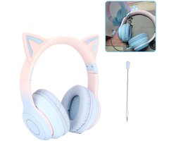 Allecto - Cat Ear-koptelefoon - Draadloze Gaming-headsets - Opvouwbare Hoofdtelefoon - Blauw - LED-verlichting - Geschikt voor Meisjes - 7 Kleuren