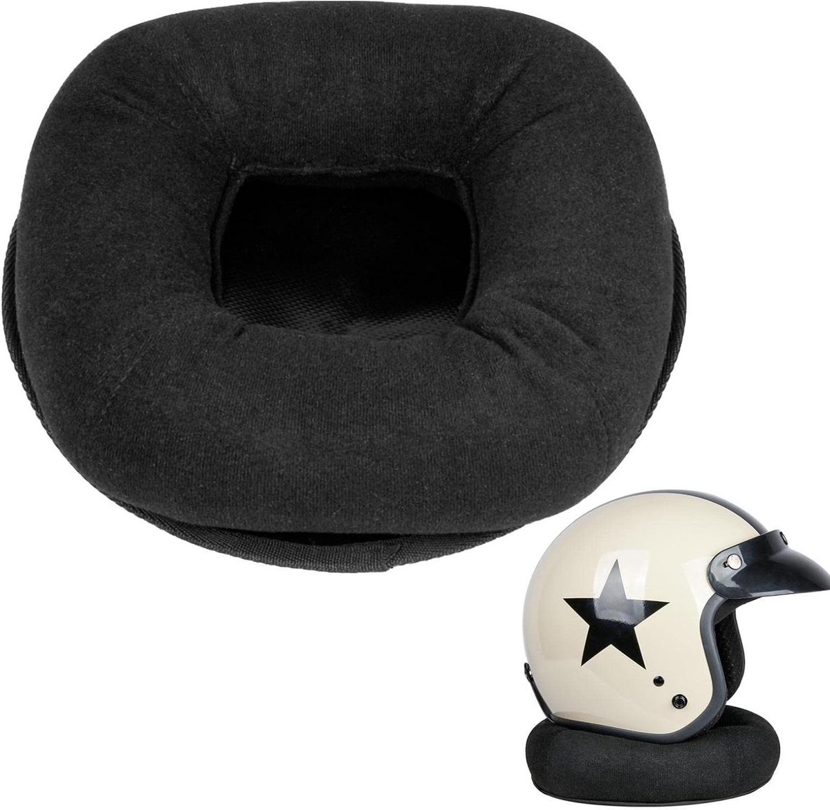 Motorhelm Kussen - Helmhouder - Helm Opbergen - Voorkomt Rollen - 24 x 24 x 7.5 cm - Zwart