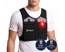VITALIC Reflecterend Hardloopvest | Runnning vest - Loopvest met Coolingpacks | Telefoonhouder | Gelletjesvakken | Incl. 4-Weken Loopplan Fysiolab.