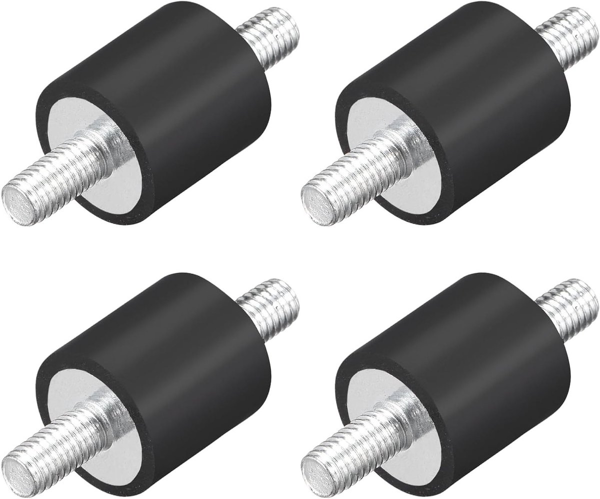 4 Stuks Rubberen Schroefdraad Schokdempers en Anti-Vibratie Isolatoren voor Generatoren en Compressoren - Zwart en Zilver