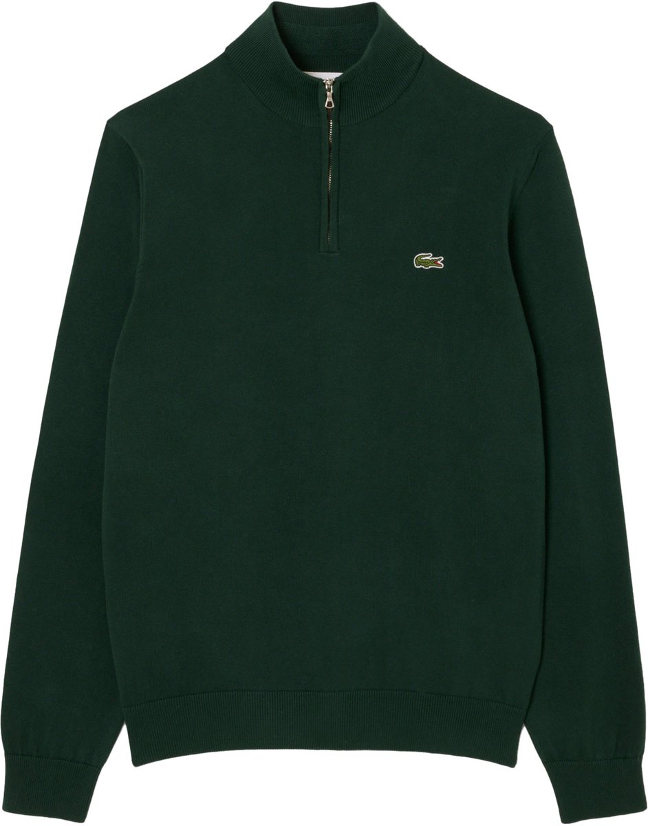 Lacoste heren schipperstrui katoen met korte rits sinople Groen