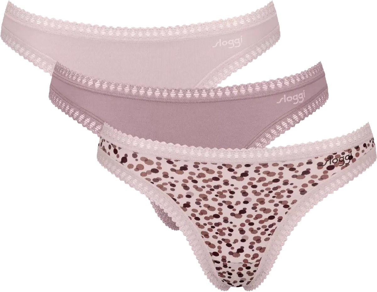 Sloggi Women GO Crush String (3-pack) - dames string - lichtroze - mauve - print
